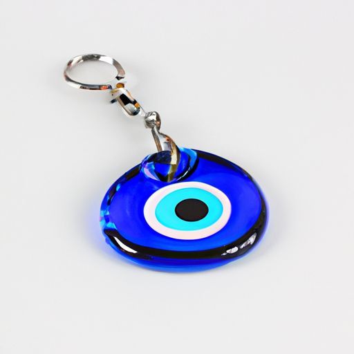 Porte-clés breloques pendentifs porte-clés en verre 3d laser porte-clés en métal pour ornement suspendu mauvais œil bleu turc