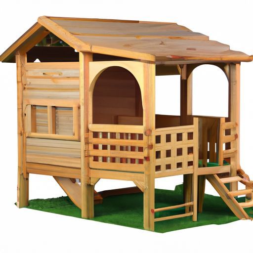 Casetta da gioco in legno per bambini 5-IN-1 da giardino all'aperto per bambini, robusto