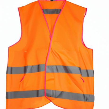 オレンジ色交通建設作業服工場卸売照明付き反射ジッパー安全ベスト安い高視認性ユニセックス作業ポリエステル
