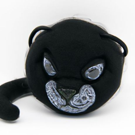 زخرفة دائرية لديكور غرفة الحيوانات المحشوة على شكل النمر الأسود، كرة زغب قطيفة مقاس 10.16 سم