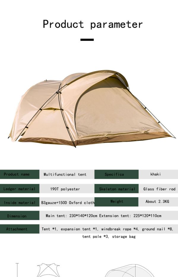 examen de la tente du camp de base de l'équipement guide