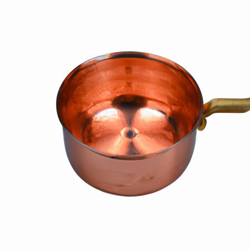 Cacerola para servir de cobre con forma redonda y diseño ventajoso, cacerola para salsa del mejor exportador de la India, cacerola para cocinar de cobre muy vendida