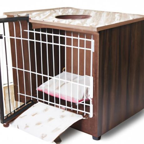 Cage de chenil mobilier d'intérieur petite boîte chat grattant coin de couchage caisse pour chien en bois avec coussin et porte grillagée chien empilé moderne