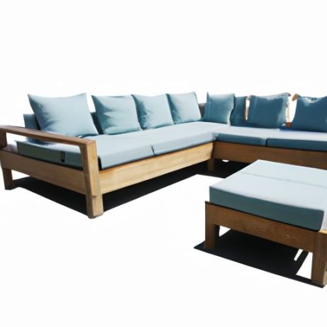 sofá secional móveis de teca para piscina ao ar livre, espreguiçadeira de tecido, sofá, móveis de jardim, conjunto de sofá de alumínio WISEMAX FURNITURE Móveis de teca para exteriores