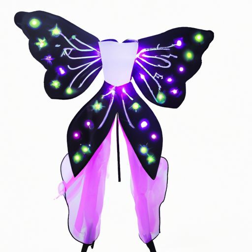 Alat Peraga Pakaian Pertunjukan Tari LED Bercahaya Led Sayap Panggung Produsen Jubah Kupu-kupu Tari Perut Anak-anak Sayap Emas Berpendar