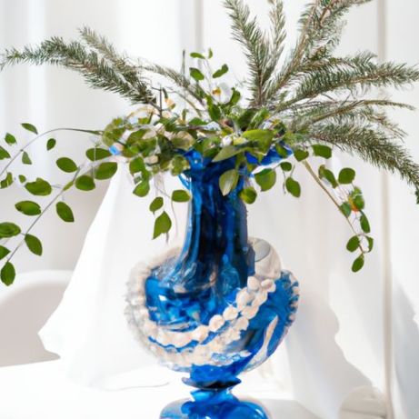 Outdoor Decoration Flower Vase New Design classic popular blue Plant Stand Flower Holder Jar Pot Urns Vase Luxury Wedding Parties Indoor