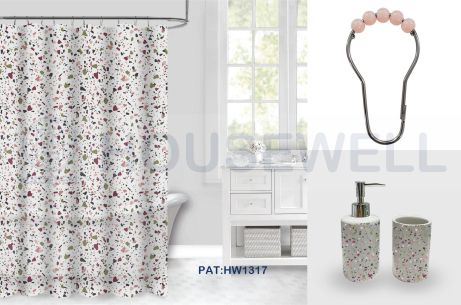 Cortinas de chuveiro de poliéster jacquard, à prova de água, serviço pesado